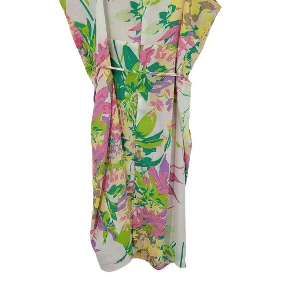 Revolves Yumi Kim Jayne Mini Wrap Dress L White Pink Floral Tie Waist Tropical - Picture 11 of 13